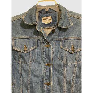 S.B.II By Bitterman Denim Jacket Women's Size Medium Button Pocket Long Sleeve